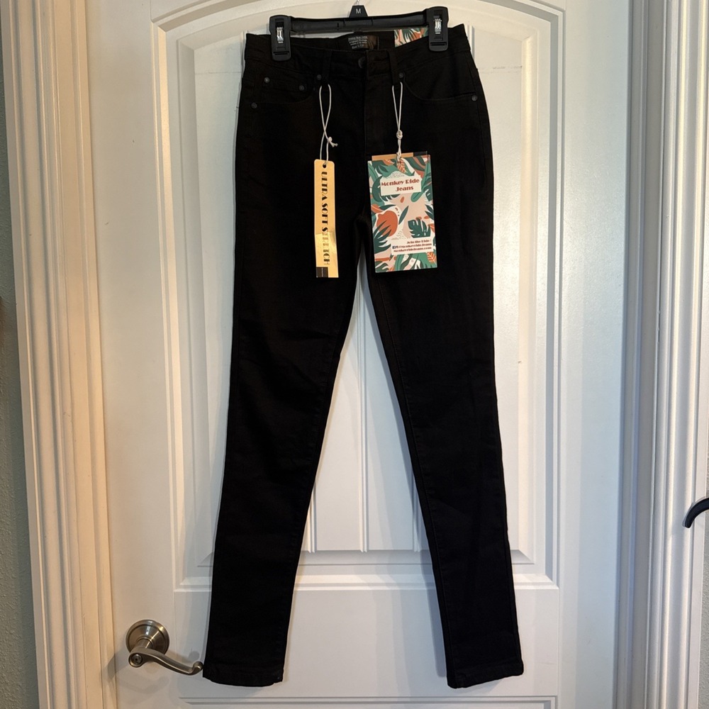 Monkey Ride Jeans Black Size 1/25 Skinny Basic Mid rise Ankle NWT Womens Juniors